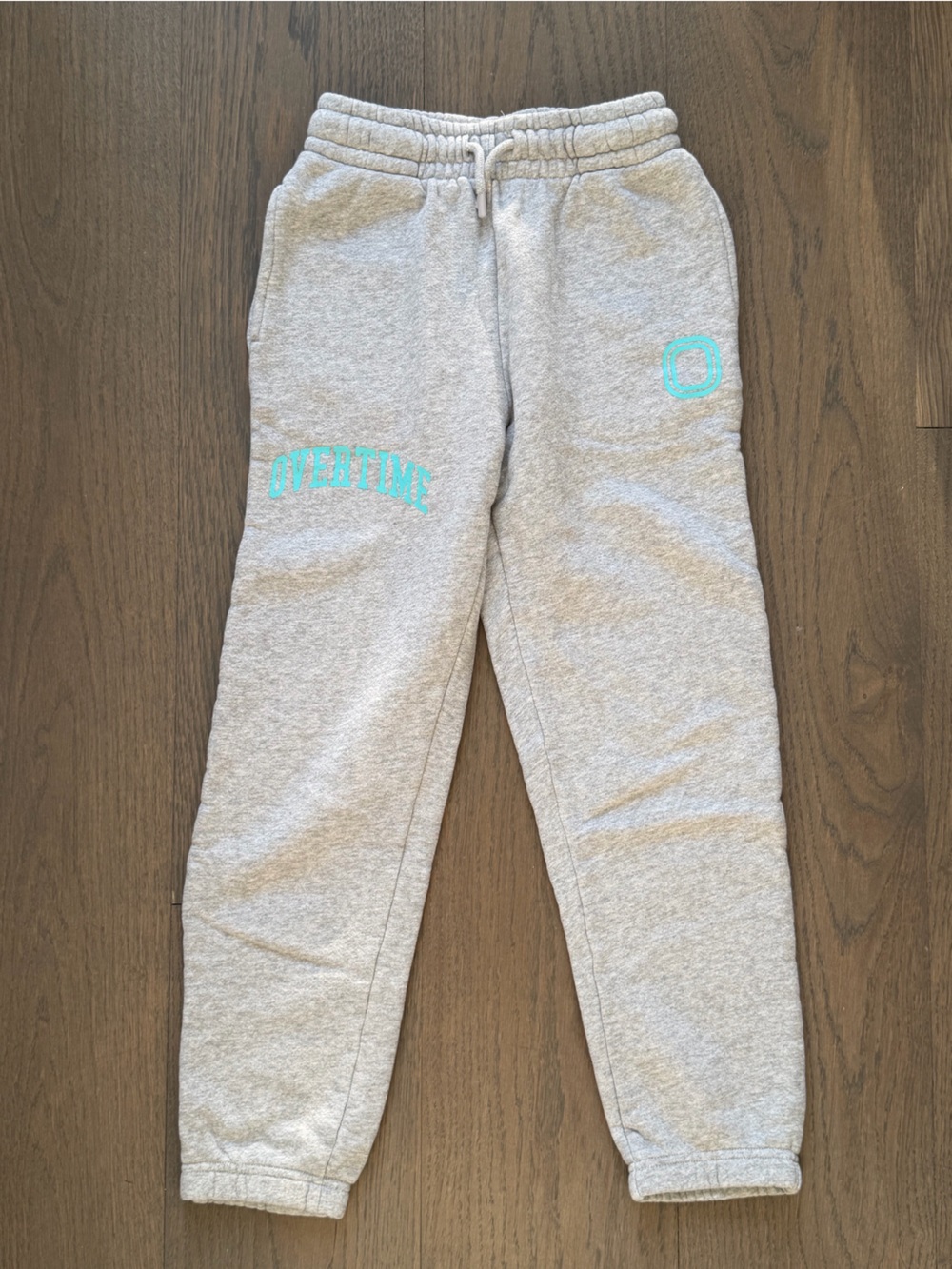 Overtime Gray Kids Joggers with Teal Accent Logo. Size for 10 years. 100% cotton